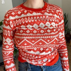 🐯3/$25 Nordstrom Orange & White Pattern Sweater